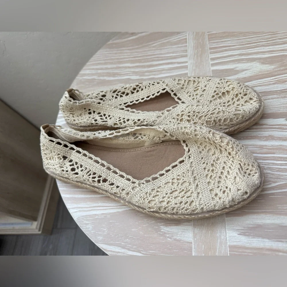 Time and Tru m|Ivory Cream Crochet Espadrille flats,boho Balletcore•••Size 11